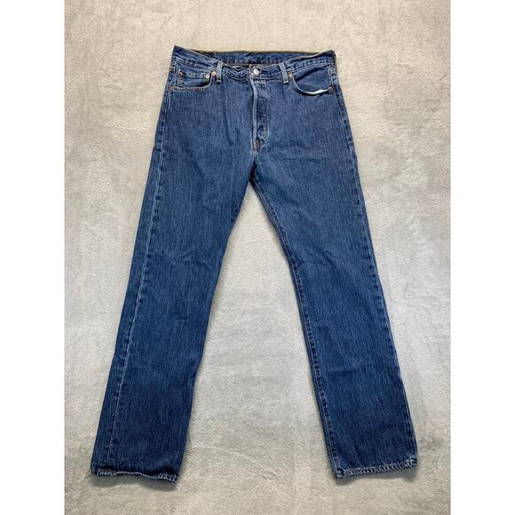Levi's Jeans Men's 36x34 Medium Wash 501 Button Fly Straight Leg - Picture 1 of 13